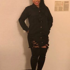 Distressed Black Denim Dress